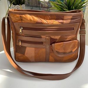 Zeca Leather Patchwork Crossbody Shoulder Bag